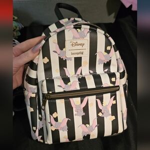 Loungefly Disney Dumbo Black and White Striped Popcorn Mini Bag